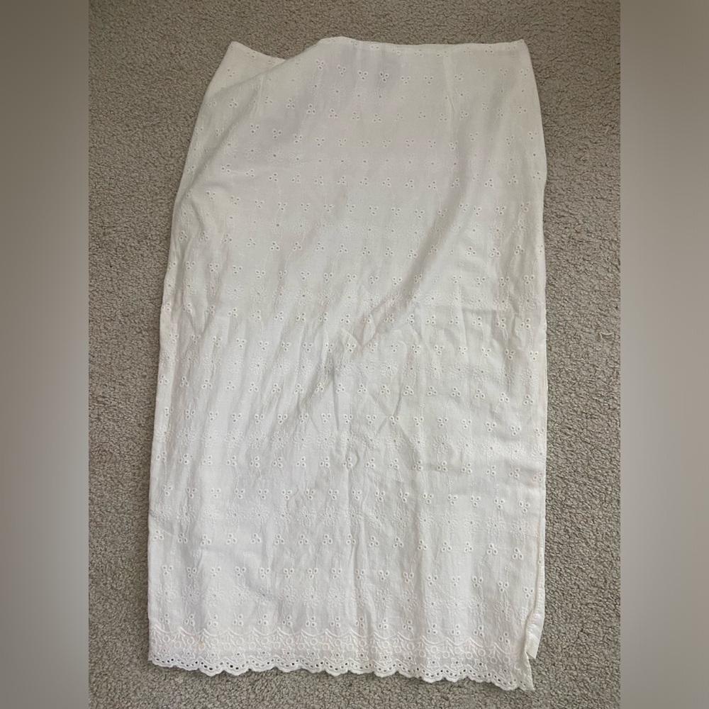 Miaou White Eyelet Pencil Skirt